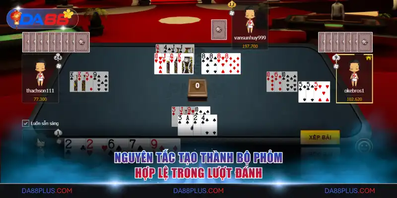 Nguyên tắc tạo thành bộ phỏm hợp lệ trong lượt đánh